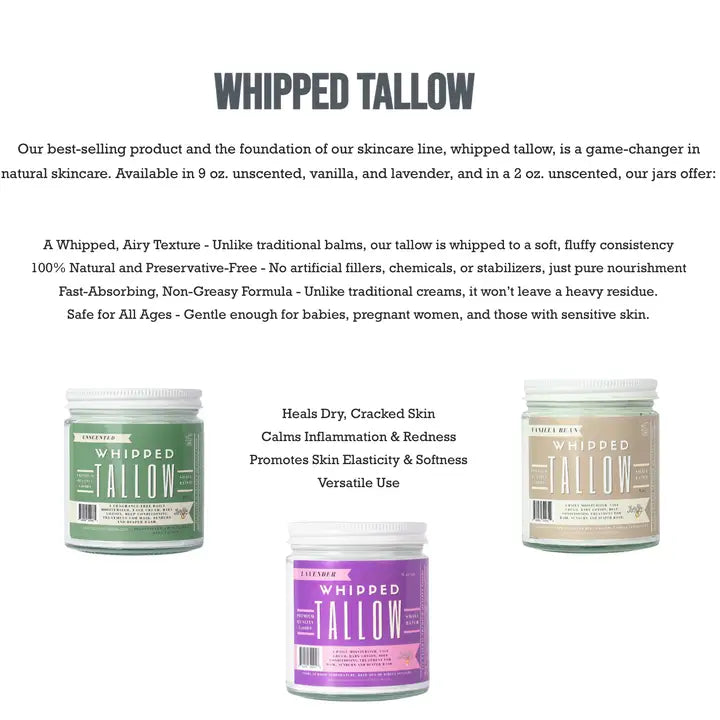 Unscented Whipped Tallow Moisturizer | 100% Natural Skincare
