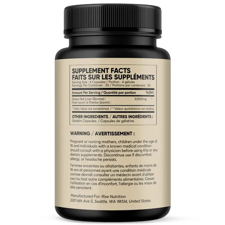 Grass Fed Beef Liver Capsules, Supports Energy 120 Capsules
